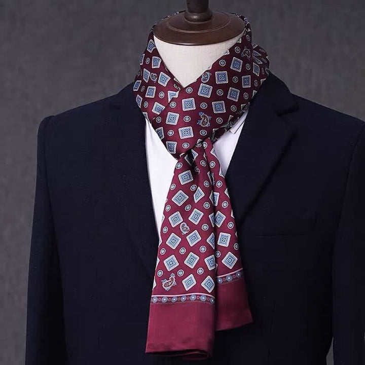 Sciarpa sottile lunga in pura seta con motivo geometrico da uomo - Stile n. 16 - image 15