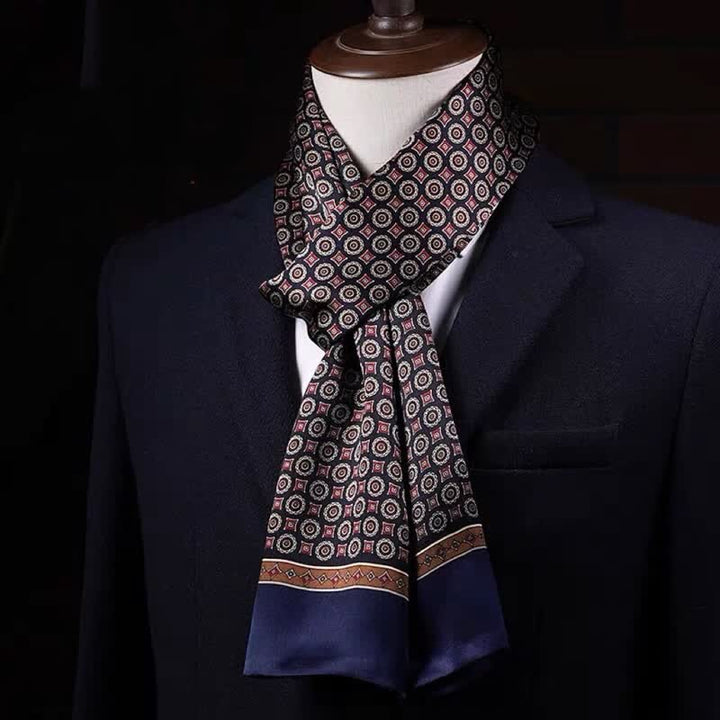 Sciarpa sottile lunga in pura seta con motivo geometrico da uomo - Stile n. 8 - image 7