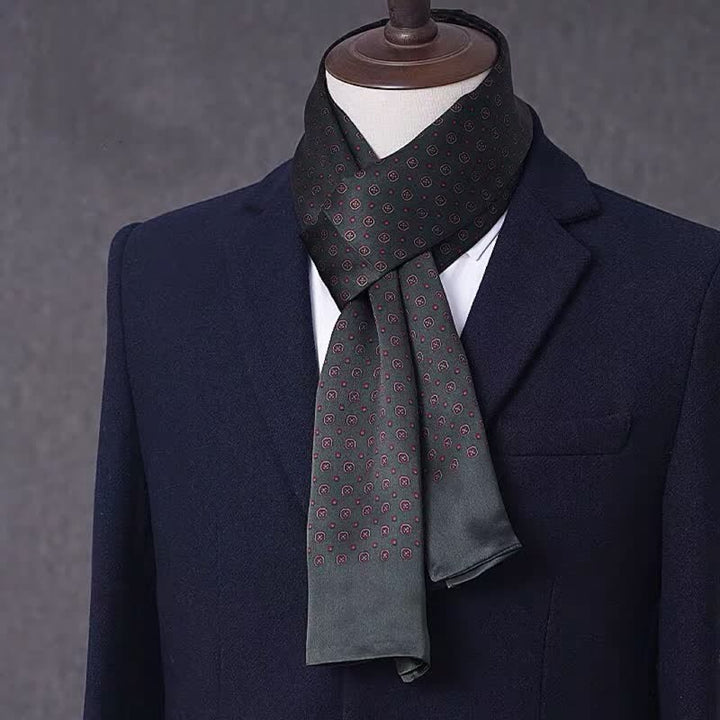 Sciarpa sottile lunga in pura seta con motivo geometrico da uomo - Stile #19 - image 18