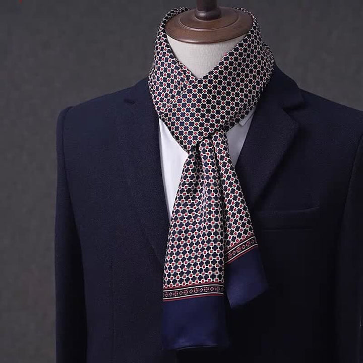 Sciarpa sottile lunga in pura seta con motivo geometrico da uomo - Stile n. 13 - image 12