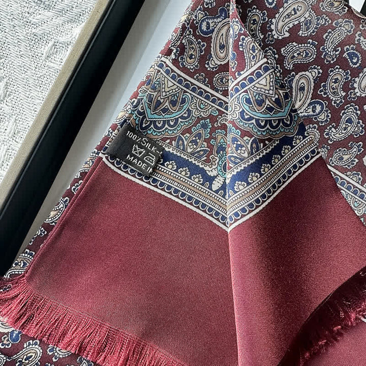 Sciarpa lunga e sottile in pura seta, stile britannico, motivo Paisley, da uomo - image 10