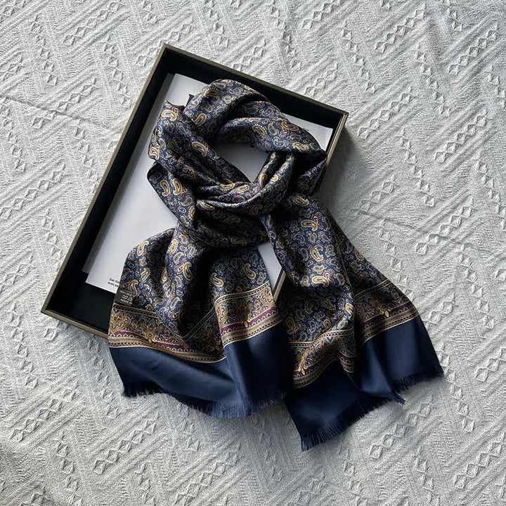 Sciarpa lunga e sottile in pura seta, stile britannico, motivo Paisley, da uomo - image 3