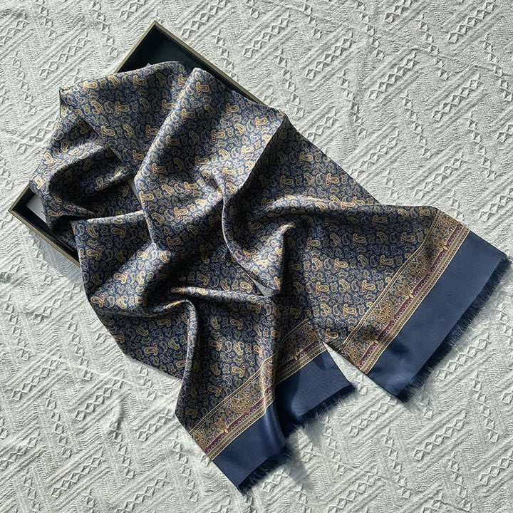 Sciarpa lunga e sottile in pura seta, stile britannico, motivo Paisley, da uomo - Marina Militare - image 1