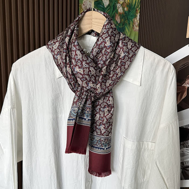 Sciarpa lunga e sottile in pura seta, stile britannico, motivo Paisley, da uomo - image 7