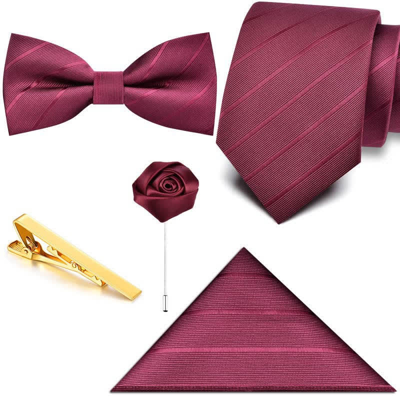 5 pezzi cravatta uomo in twill con spilla a forma di rosa papillon scatola regalo - image 2