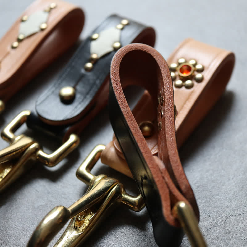 Rivetti Portachiavi in ottone borchiato Cintura Portachiavi in pelle - image 10