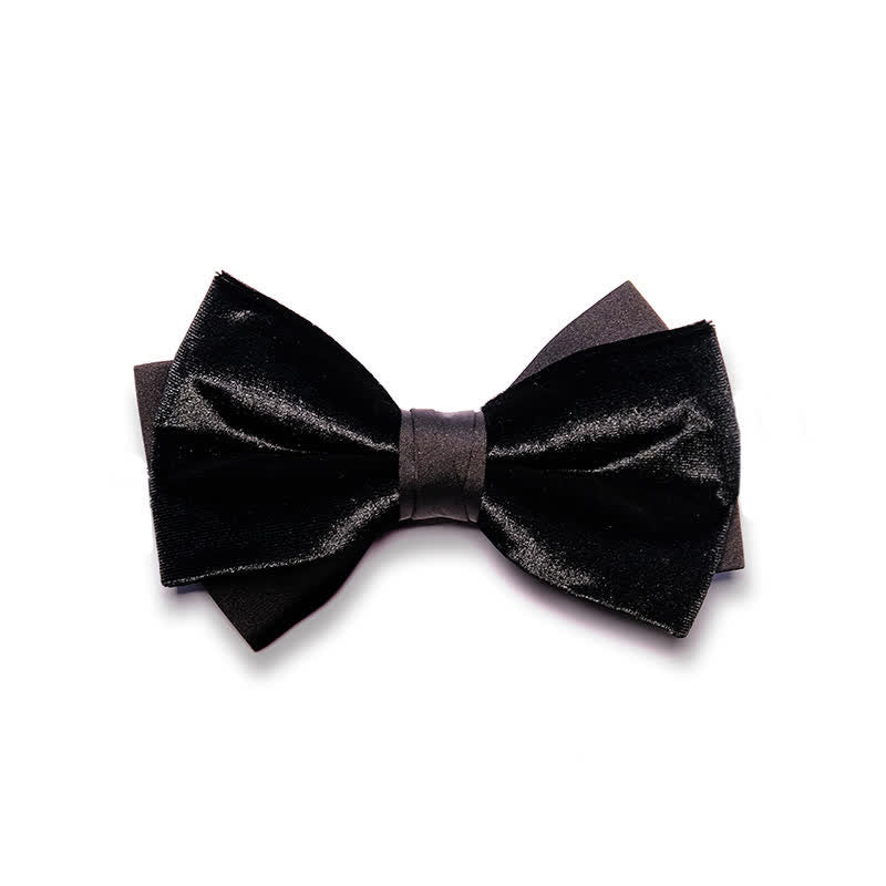 Papillon da uomo in velluto nero a doppio strato - Stile n. 1 - image 0