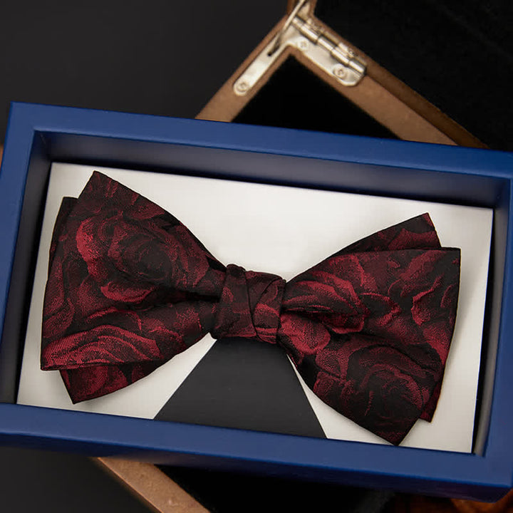Papillon da uomo in tessuto jacquard con rose bordeaux - image 5