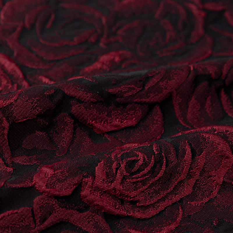 Papillon da uomo in tessuto jacquard con rose bordeaux - image 3
