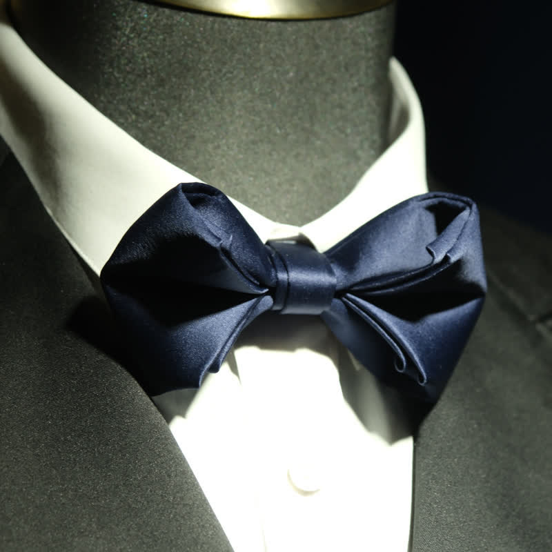 Papillon da sposa dalla forma unica, blu navy, da uomo - image 5