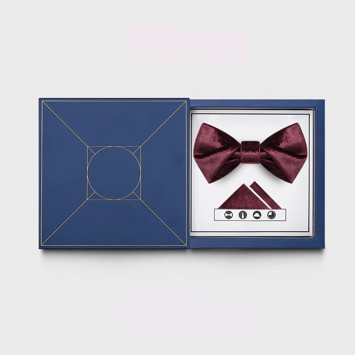 Papillon da uomo romantico in velluto bordeaux - Stile n. 2 - Papillon + fazzoletto - image 10