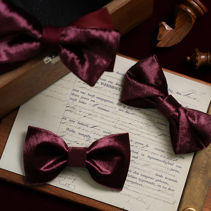 Papillon da uomo romantico in velluto bordeaux - image 3