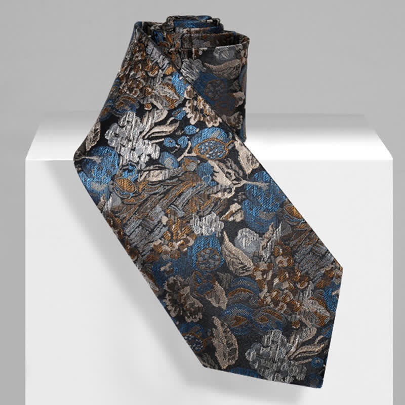 Cravatta da uomo con motivo floreale blu e giallo "Garden In The Air" - image 2