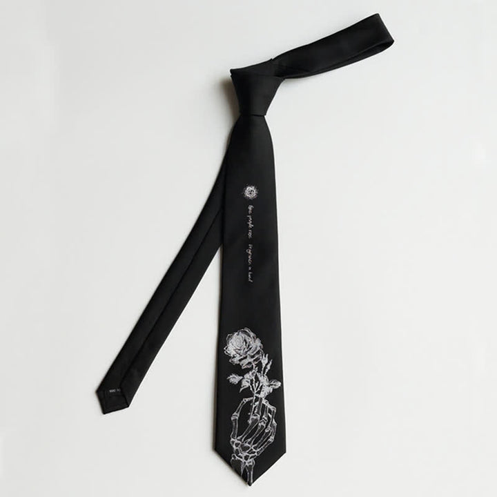 Cravatta da uomo nera e argento con stampa "Give People Rose" - image 6