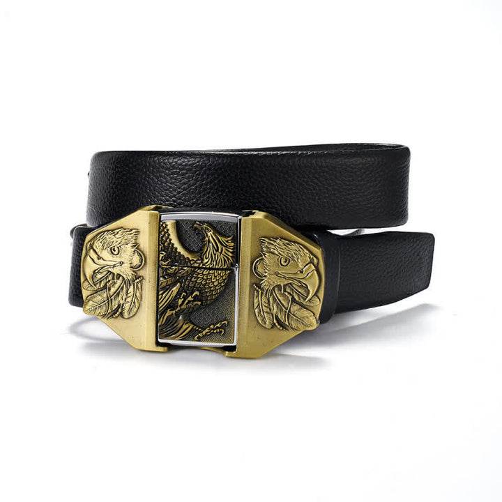 Cintura in pelle Golden Eagle da uomo con accendino a cherosene nascosto - Oro - 46 - image 0