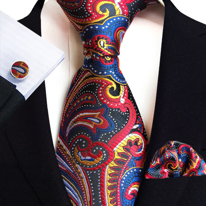 Set di 3 cravatte nere con motivo Paisley da uomo, gialle e blu - image 0