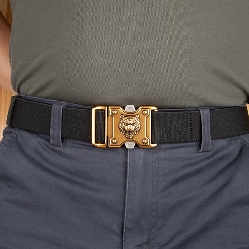Cintura da uomo in nylon con fibbia a sgancio rapido e doppia fessura "Tigre d'oro" - image 1