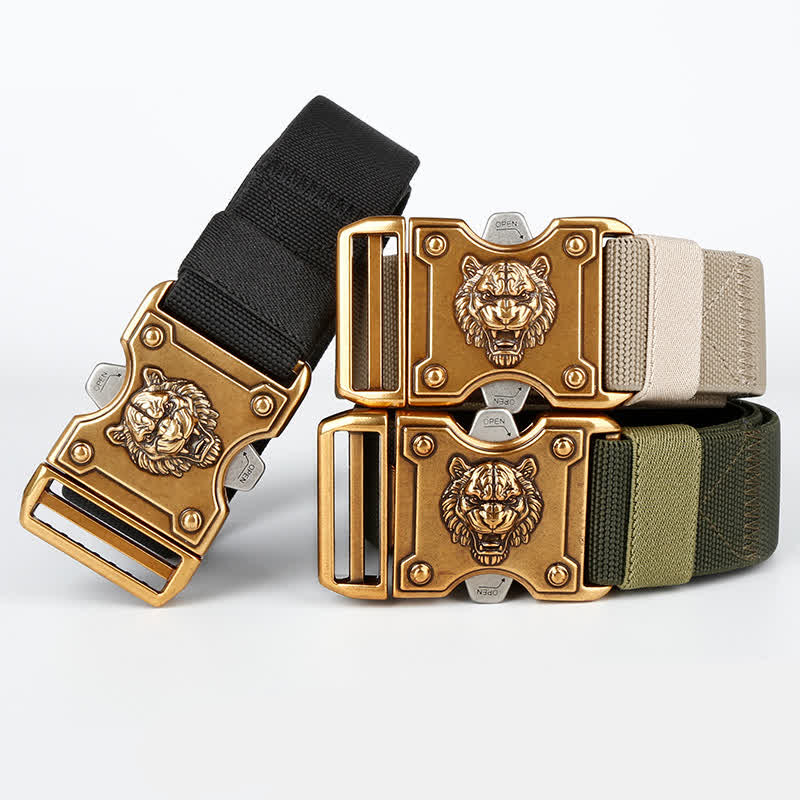 Cintura da uomo in nylon con fibbia a sgancio rapido e doppia fessura "Tigre d'oro" - image 2