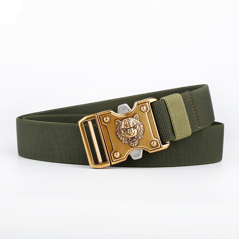 Cintura da uomo in nylon con fibbia a sgancio rapido e doppia fessura "Tigre d'oro" - Verde militare - 48" (lunghezza intera) - image 9