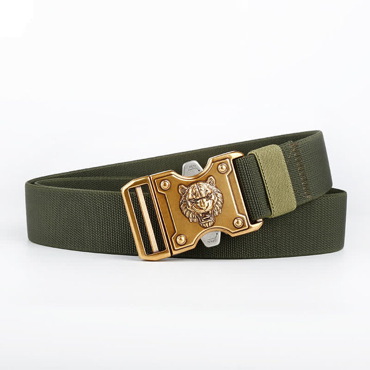 Cintura da uomo in nylon con fibbia a sgancio rapido e doppia fessura "Tigre d'oro" - Verde militare - 48" (lunghezza intera) - image 9