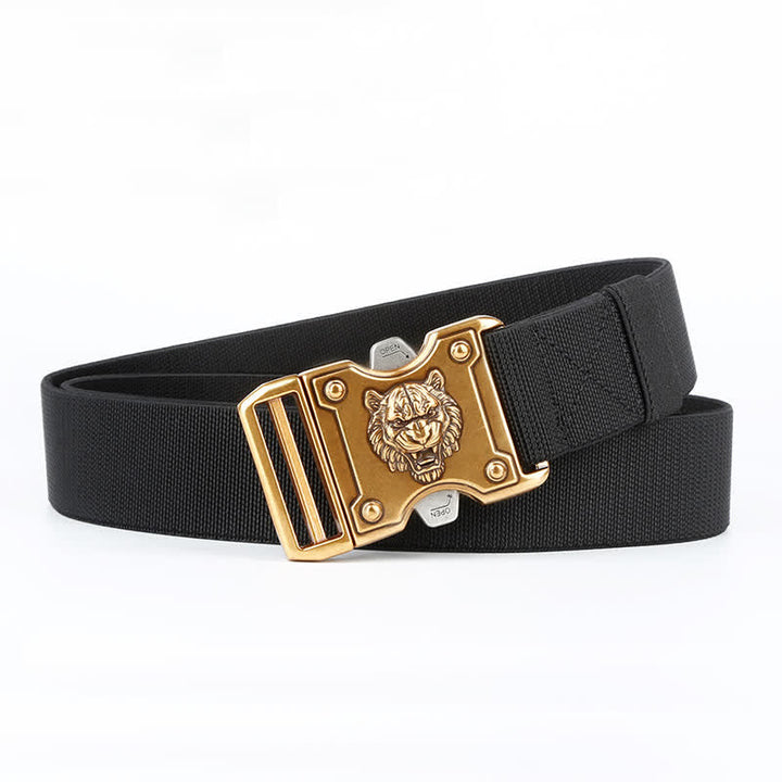 Cintura da uomo in nylon con fibbia a sgancio rapido e doppia fessura "Tigre d'oro" - Nero - 48" (lunghezza intera) - image 0