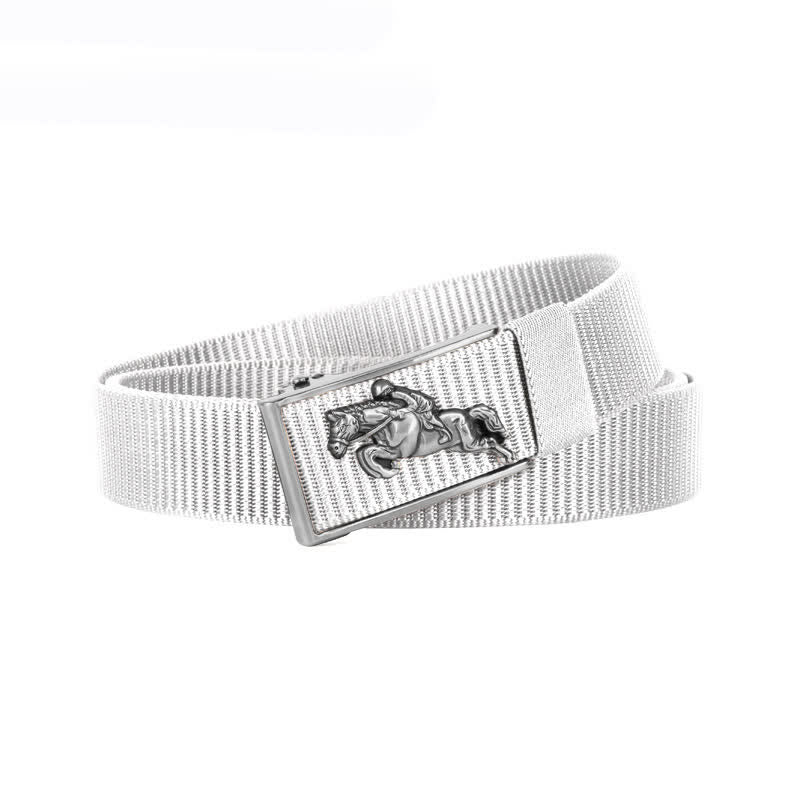 Cintura in nylon con fibbia automatica per equitazione casual da uomo - Bianco / Argento - 42 - image 22