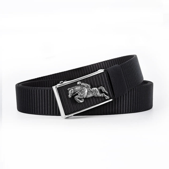 Cintura in nylon con fibbia automatica per equitazione casual da uomo - Nero / Argento - 42 - image 14