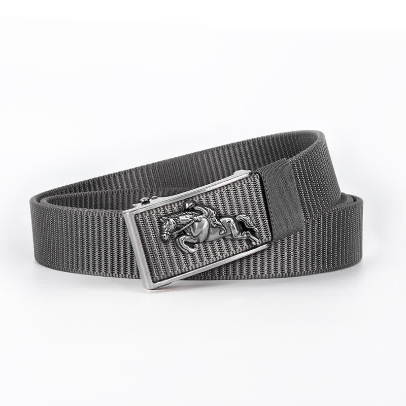 Cintura in nylon con fibbia automatica per equitazione casual da uomo - Grigio / Argento - 42 - image 15
