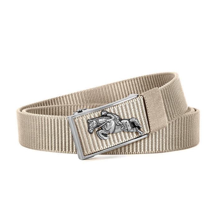 Cintura in nylon con fibbia automatica per equitazione casual da uomo - Cachi / Argento - 42 - image 16