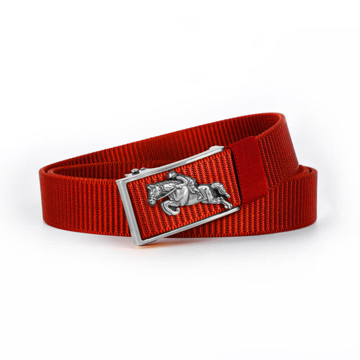 Cintura in nylon con fibbia automatica per equitazione casual da uomo - Rosso / Argento - 42 - image 21