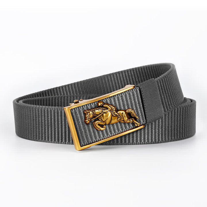 Cintura in nylon con fibbia automatica per equitazione casual da uomo - Grigio / Oro - 42 - image 6