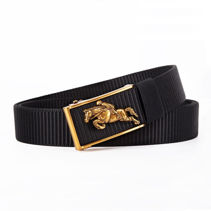 Cintura in nylon con fibbia automatica per equitazione casual da uomo - Nero / Oro - 42 - image 0