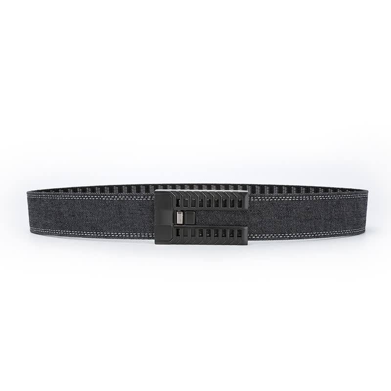 Cintura in tessuto denim con fibbia automatica regolabile da uomo - Nero / Nero - 38 - image 0