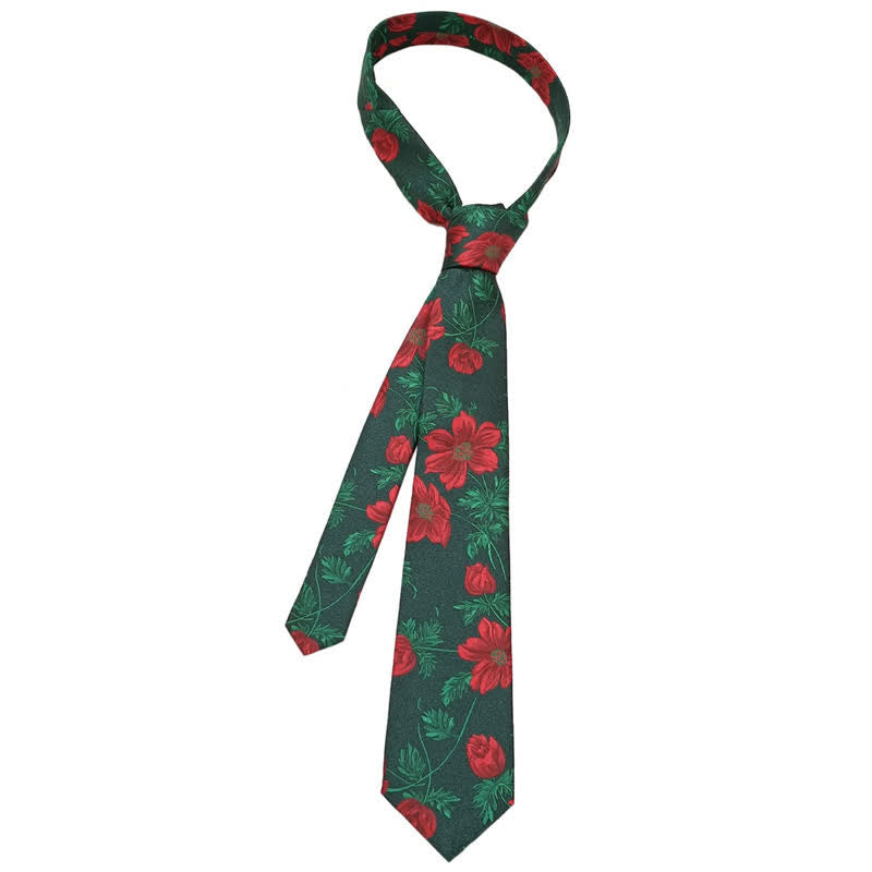 Papillon da uomo con stampa di foglie verdi e rose rosse - image 6