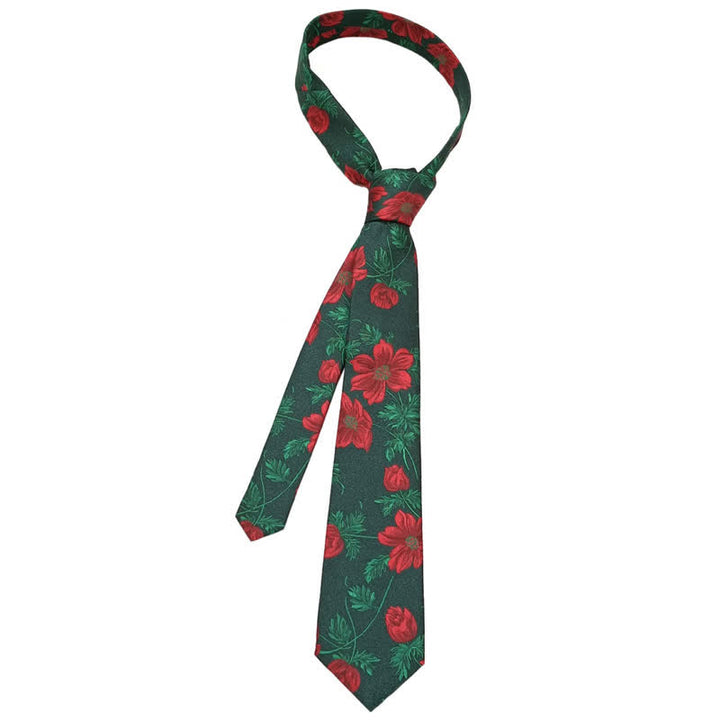 Papillon da uomo con stampa di foglie verdi e rose rosse - image 6