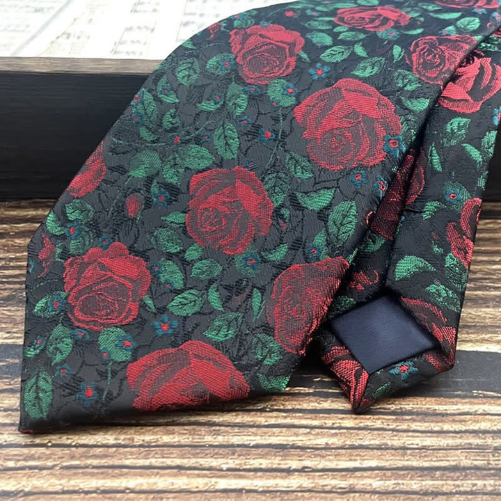 Papillon da uomo con stampa di foglie verdi e rose rosse - image 5
