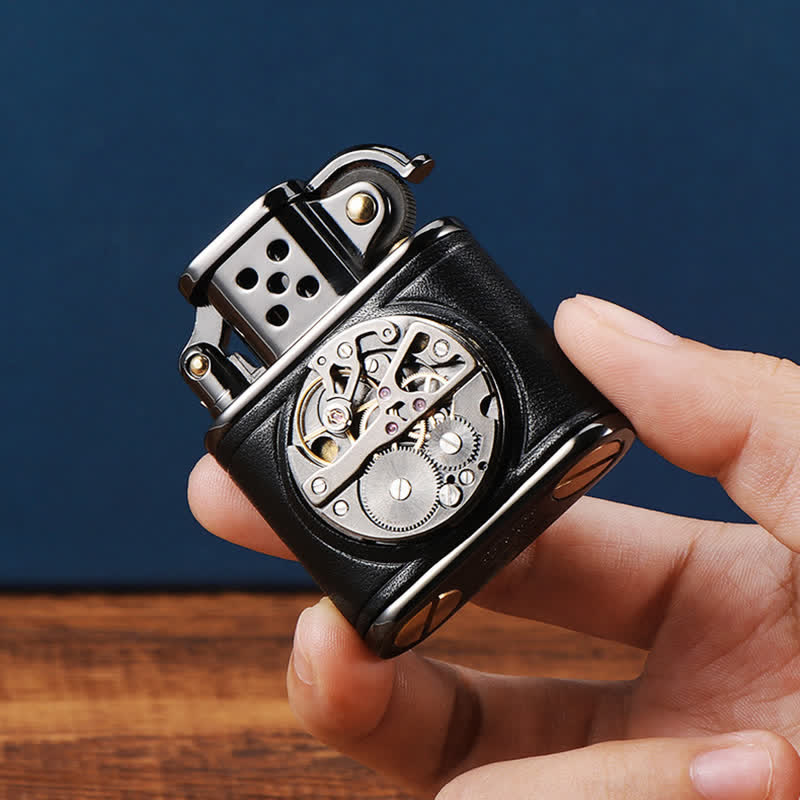 Accendino a cherosene Steampunk Mechanical Antique Leather Flip - image 1