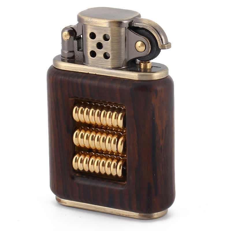 Accendino a cherosene con anello decorativo in metallo e corpo in legno - Caffè - image 0