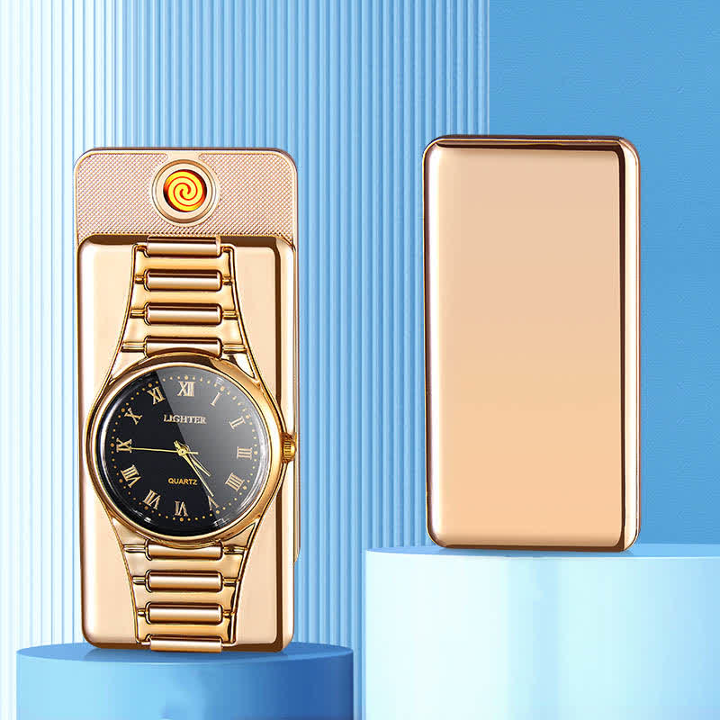 Accendino elettrico ricaricabile con orologio creativo con cavo USB - Oro - image 9