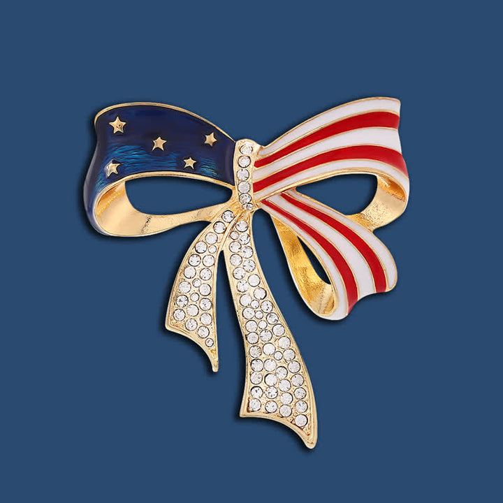 Spilla con fiocco e strass a forma di bandiera americana - image 3
