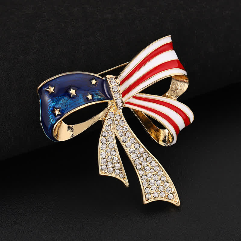 Spilla con fiocco e strass a forma di bandiera americana - image 2
