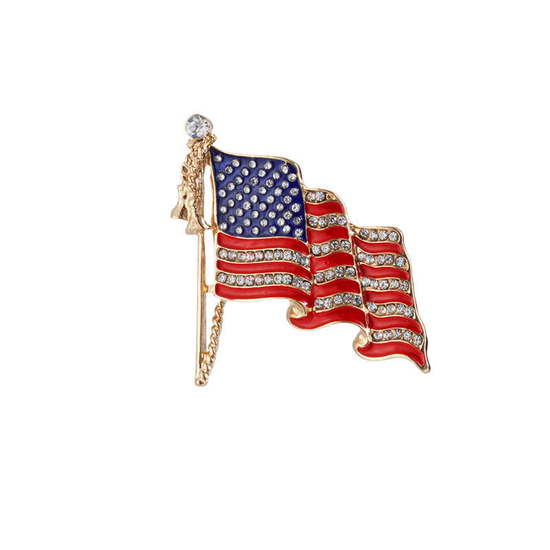 Spilla con strass scintillanti della bandiera americana patriottica - Oro - image 5