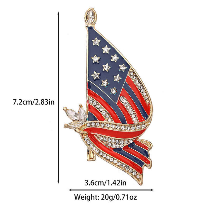 Spilla patriottica con strass e bandiera americana smaltata - image 4