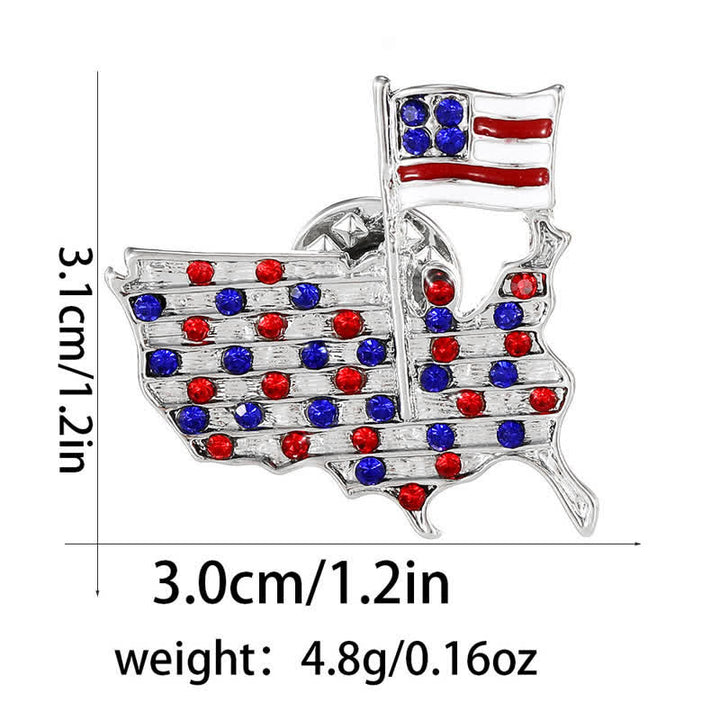 Spilla patriottica con bandiera americana e aquila in strass - image 5