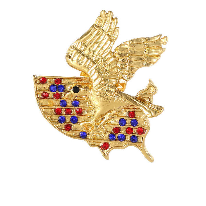 Spilla patriottica con bandiera americana e aquila in strass - Stile n. 2 - Oro - image 12