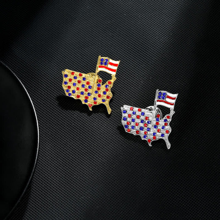 Spilla patriottica con bandiera americana e aquila in strass - image 3