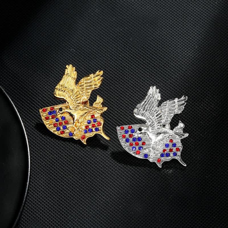 Spilla patriottica con bandiera americana e aquila in strass - image 10
