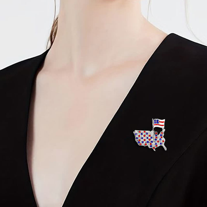 Spilla patriottica con bandiera americana e aquila in strass - image 1