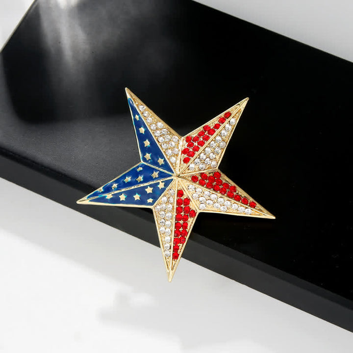 Spilla patriottica con bandiera americana, stella rossa, bianca e blu - image 4