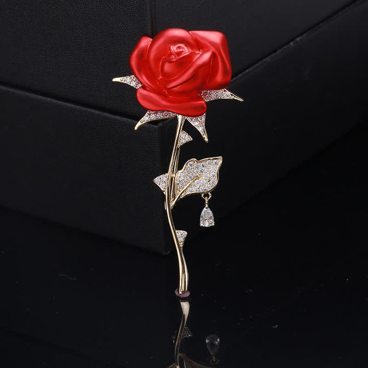 Elegante spilla in zircone rosa rossa delicata - Rosso - image 0